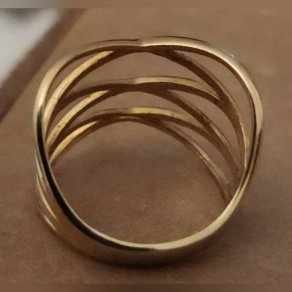 14K Yellow Gold Women's Triple Crossover Ring Size 7 - Picture 14 of 14